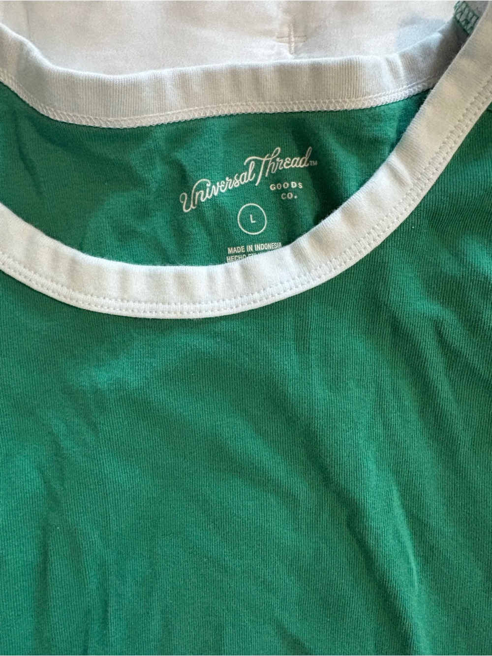 Universal Thread Green Tee with White Trim Collar